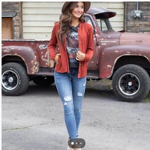 Grace & Lace Rust Military Style Jacket